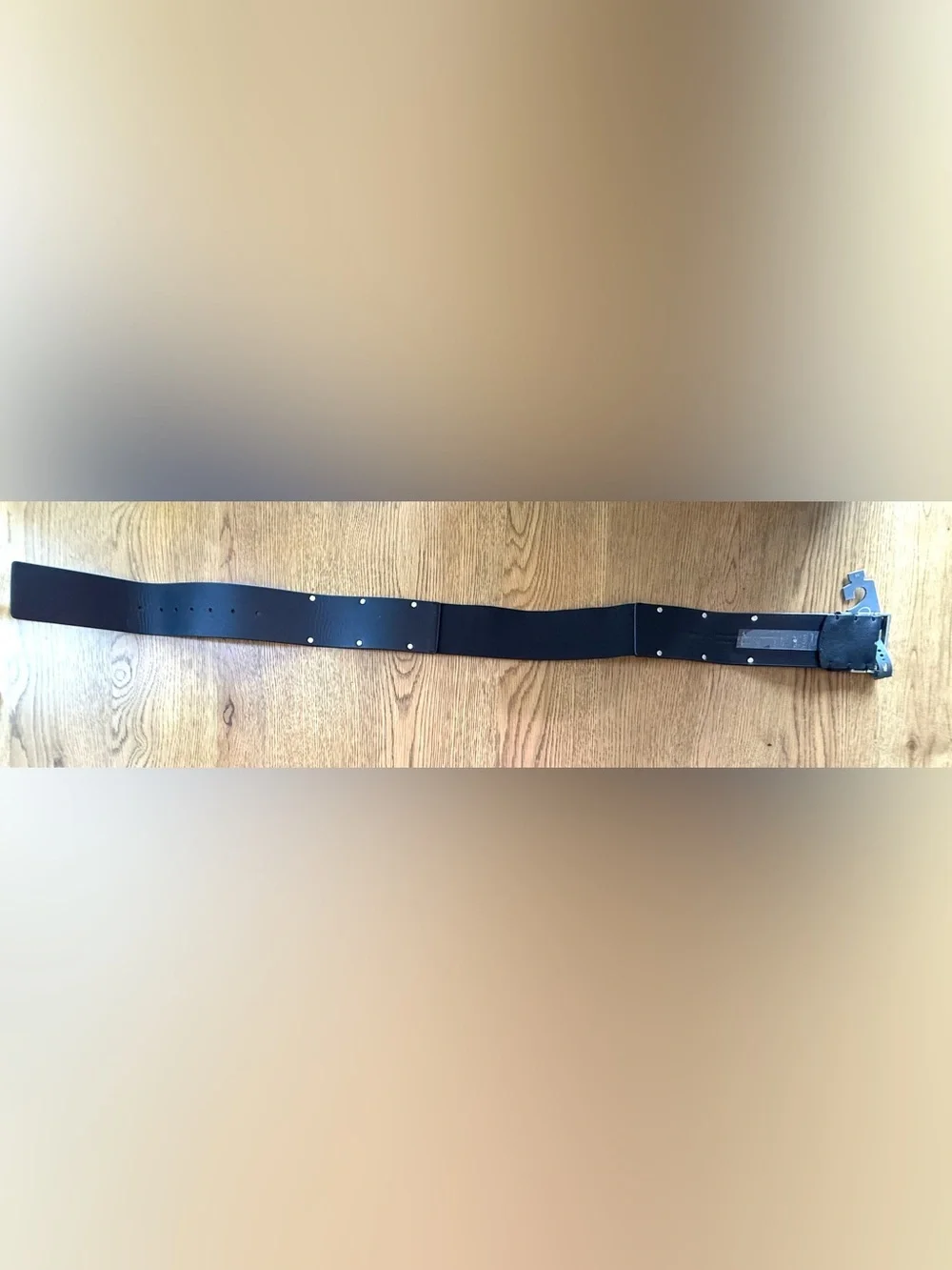 AllSaints Black Genuine Leather / Elastic Belt Silver Buckle Studded NWT